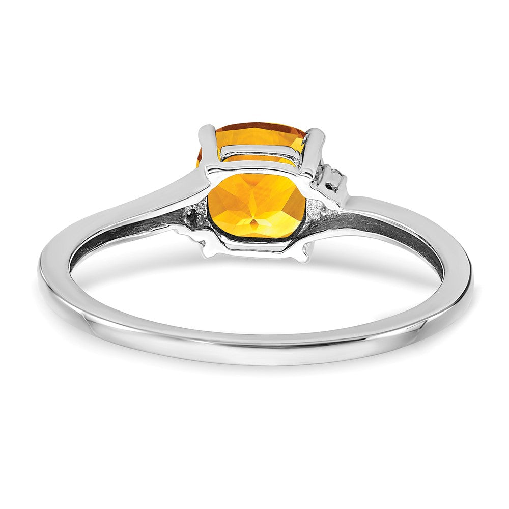 Sterling Silver Citrine and Diamond Ring