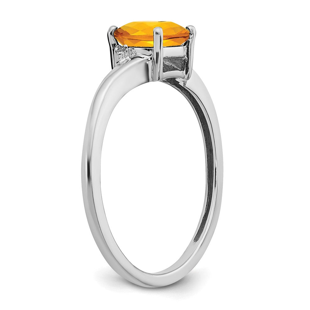 Sterling Silver Citrine and Diamond Ring