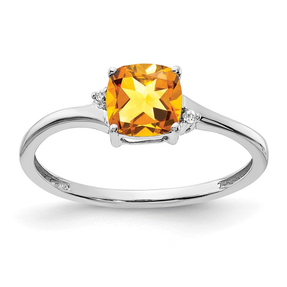 Sterling Silver Citrine and Diamond Ring