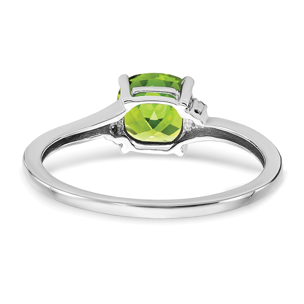 Sterling Silver Peridot and Diamond Ring