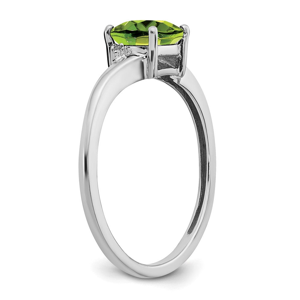 Sterling Silver Peridot and Diamond Ring