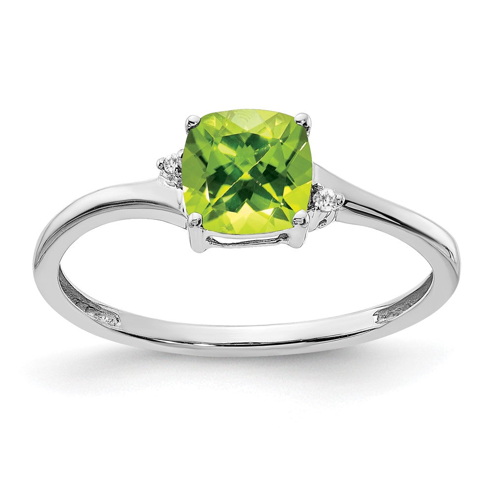 Sterling Silver Peridot and Diamond Ring