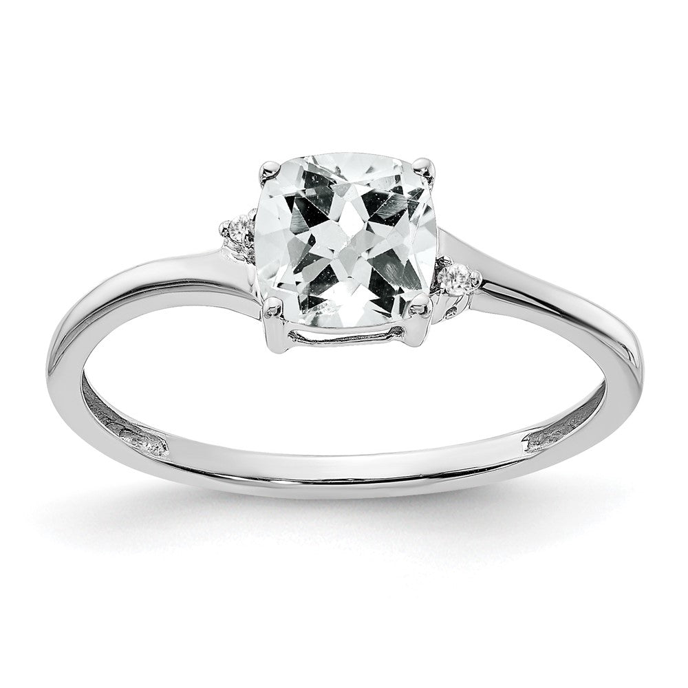 Sterling Silver White Topaz and Diamond Ring