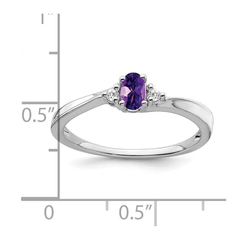 Solid 14k White Gold Simulated Amethyst and CZ Ring