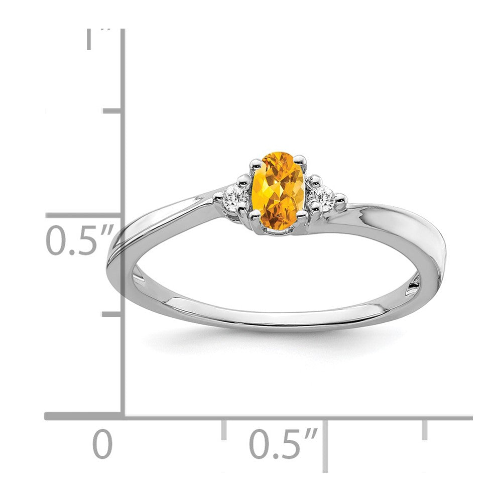 14k White Gold Citrine and Real Diamond Ring