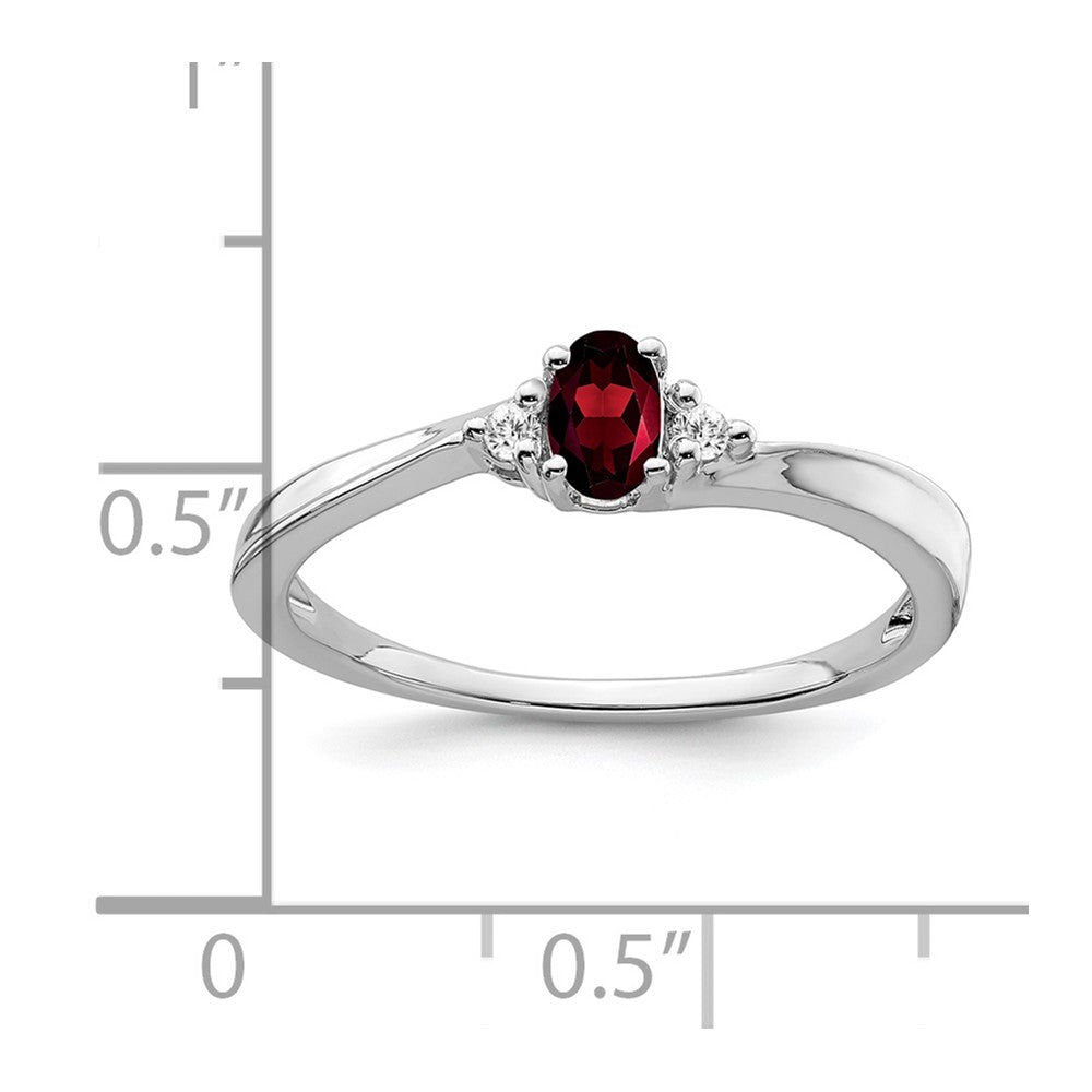 14k White Gold Garnet and Real Diamond Ring