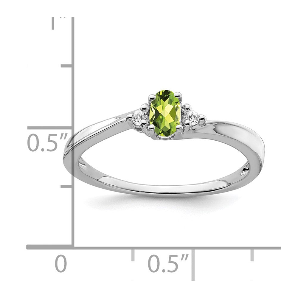 Solid 14k White Gold Simulated Peridot and CZ Ring