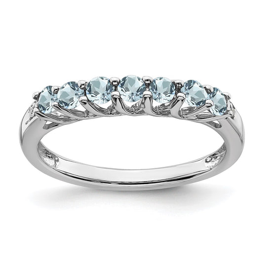 Sterling Silver Aquamarine and Diamond Ring