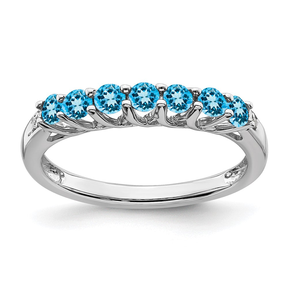 Sterling Silver Blue Topaz and Diamond Ring