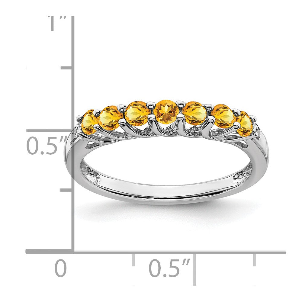 Solid 14k White Gold Simulated Citrine and CZ 7-stone Ring