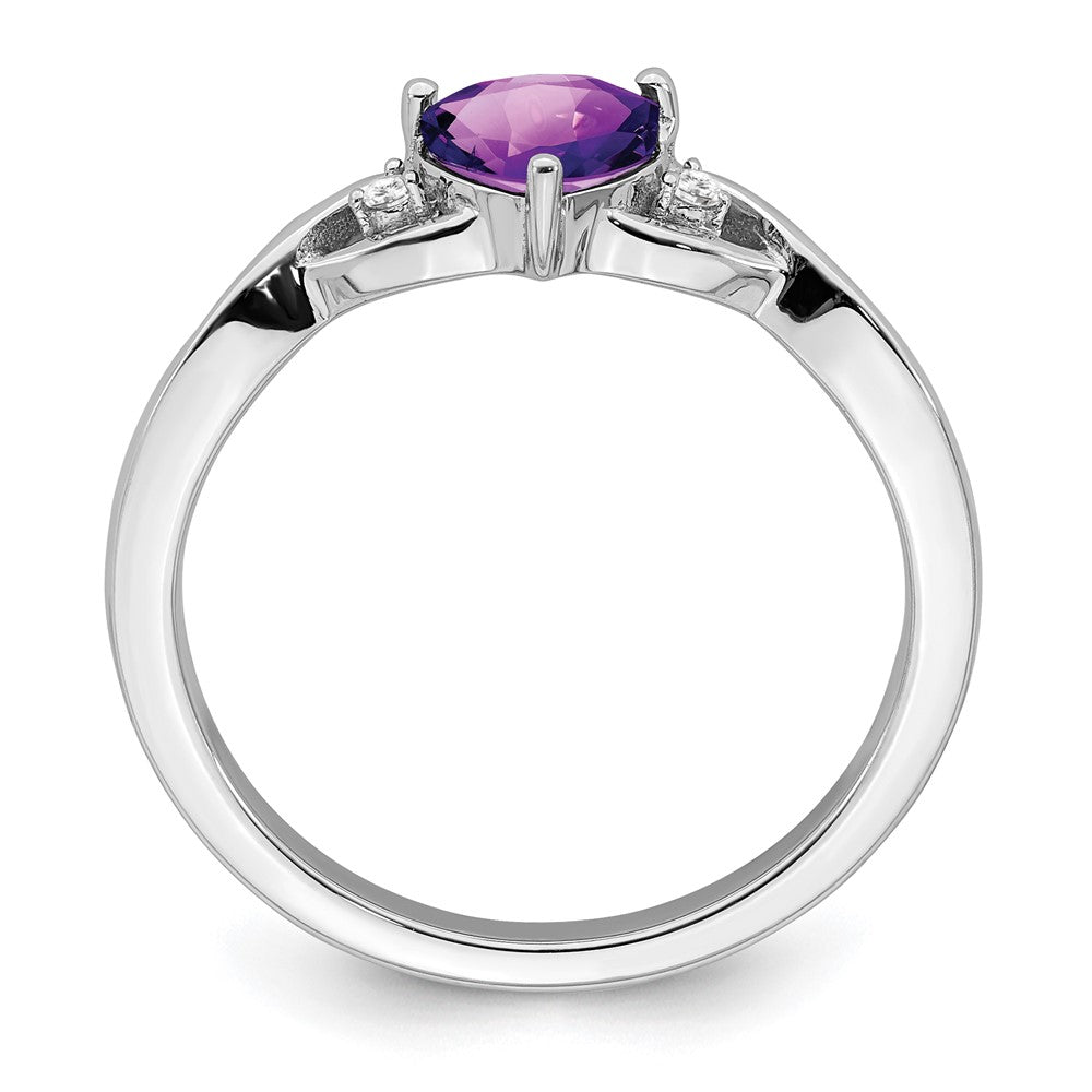 Sterling Silver Amethyst and Diamond Ring