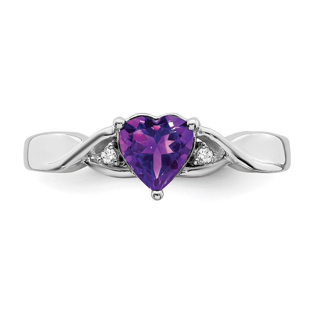 Sterling Silver Amethyst and Diamond Ring