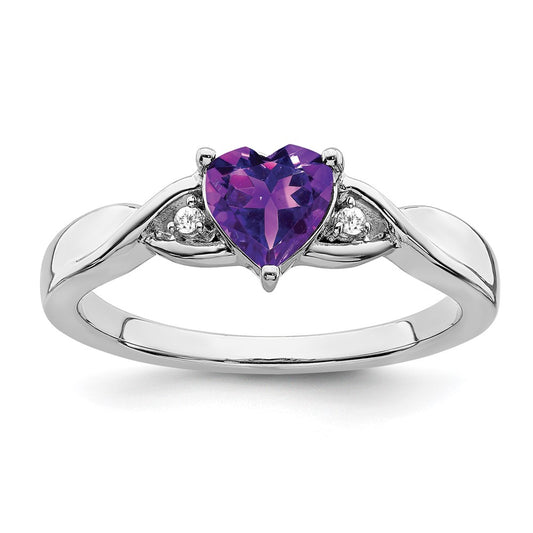 Sterling Silver Amethyst and Diamond Ring