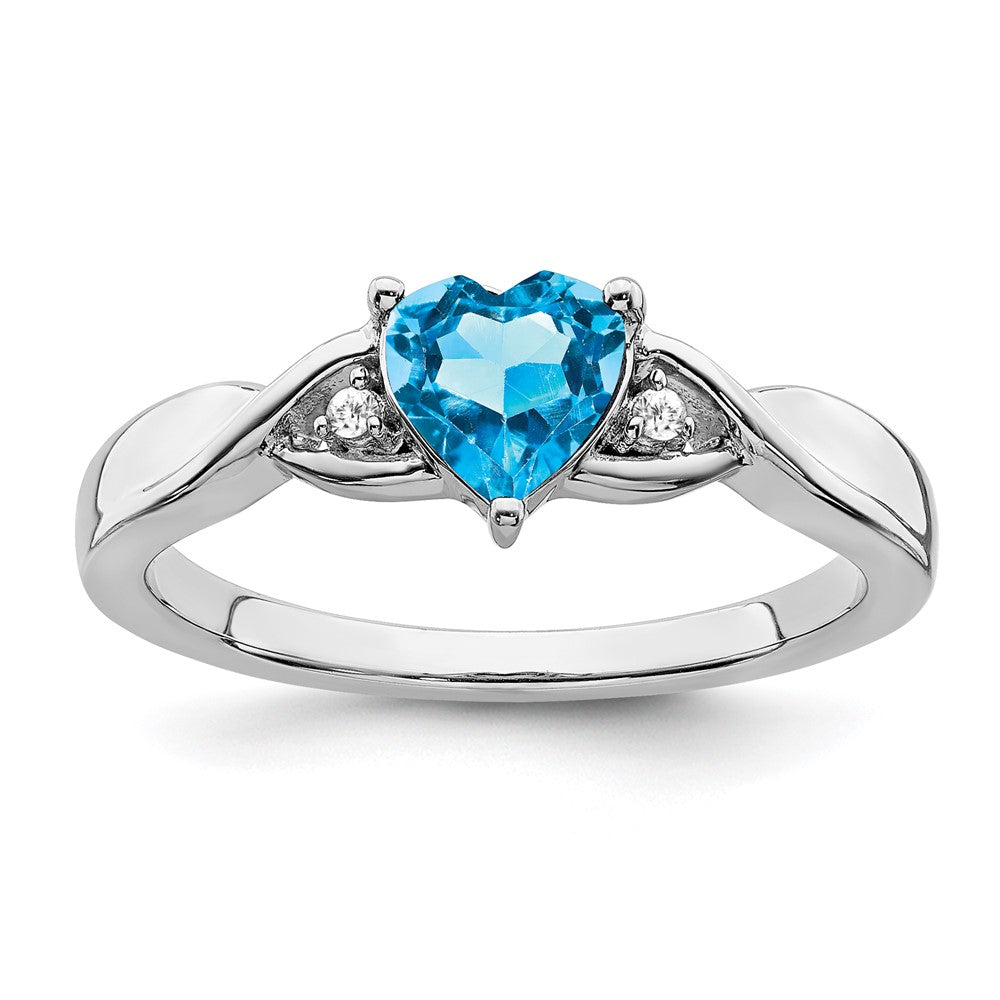 Sterling Silver Blue Topaz and Diamond Ring