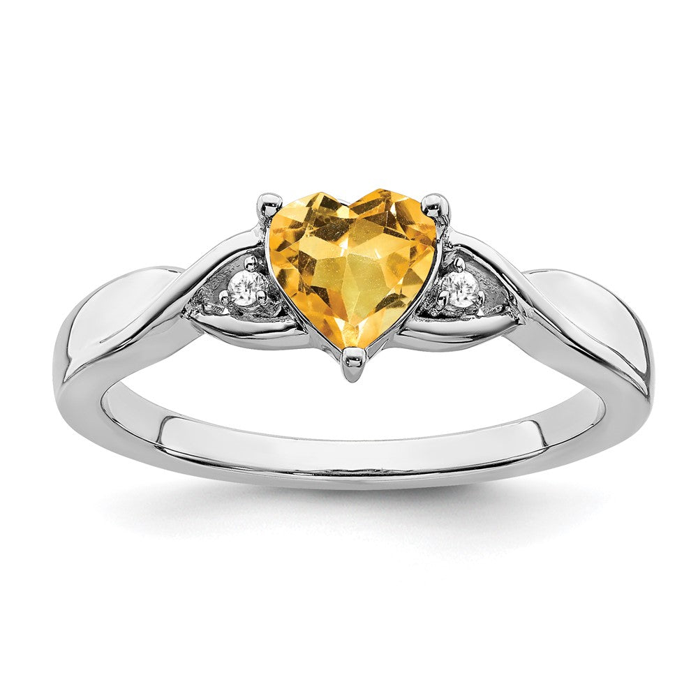 Sterling Silver Citrine and Diamond Ring