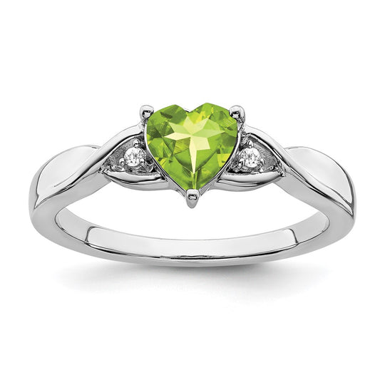 Sterling Silver Peridot and Diamond Ring