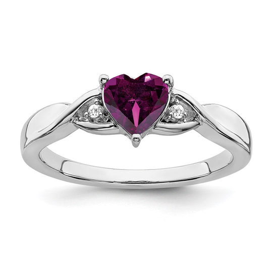 Sterling Silver Rhodolite Garnet and Diamond Ring