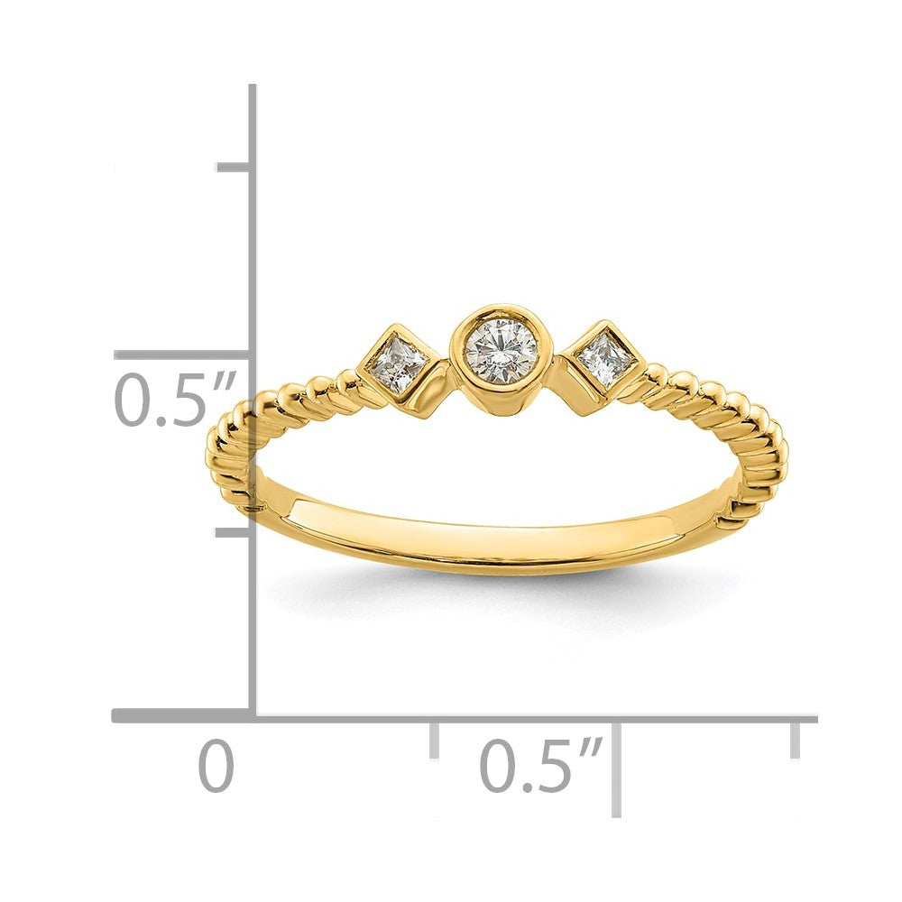 0.10ct. CZ Solid Real 14k Polish Scalloped Wedding Band Ring Petite Round Complete Dia Ring