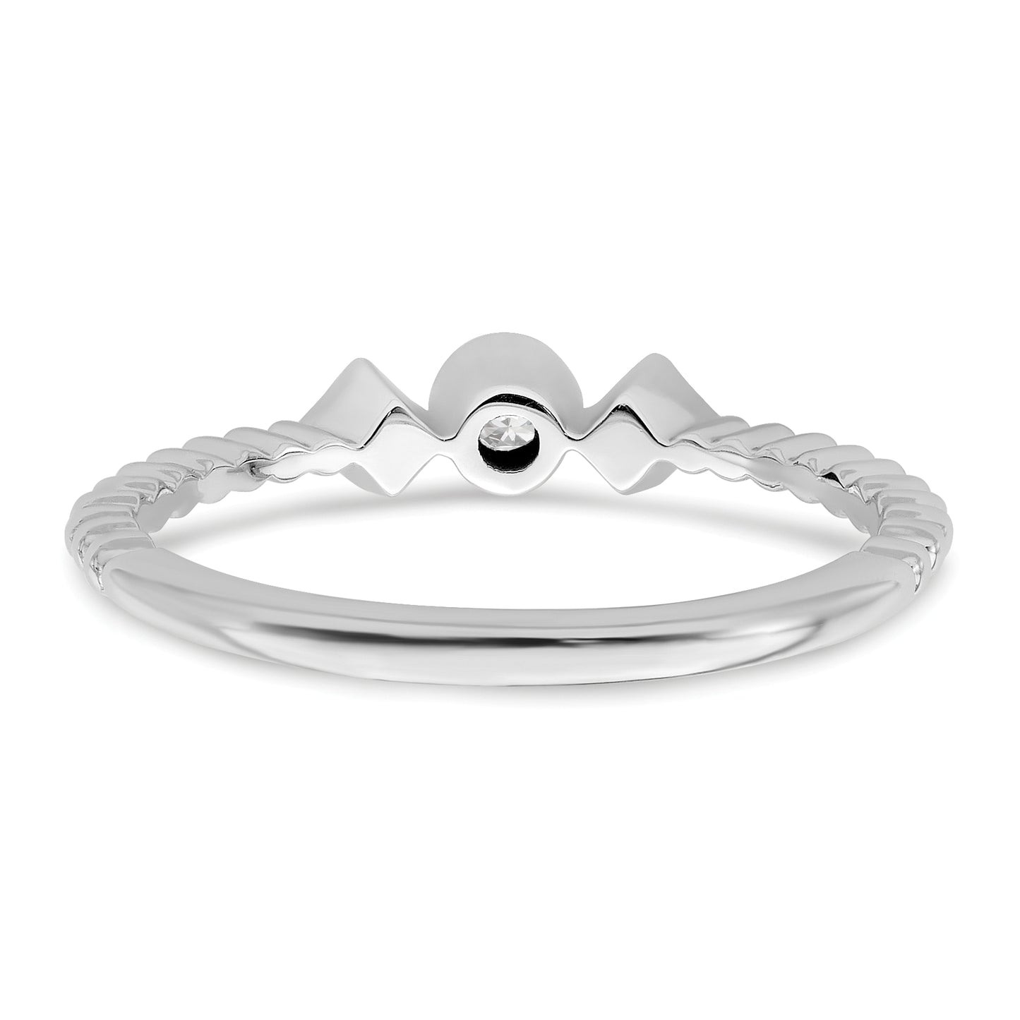 0.10ct. CZ Solid Real 14k White Polish Scalloped Wedding Band Ring Petite Round Complete Dia Ring