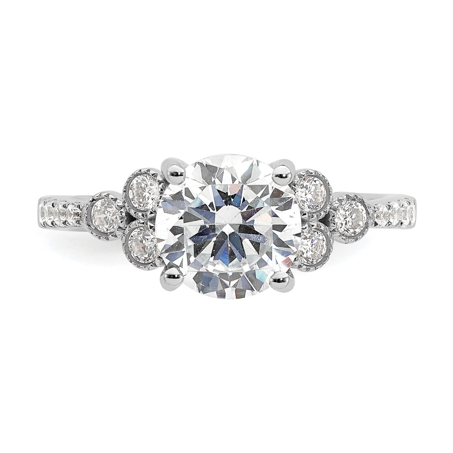 2.00ct. CZ Solid Real 14k White Polish 2ct Round Engagement Dia Ring