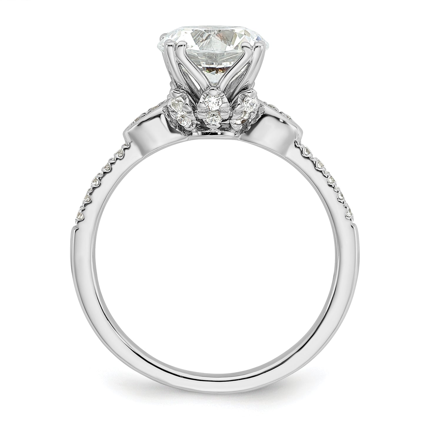 2.00ct. CZ Solid Real 14k White Polish 2ct Round Engagement Dia Ring