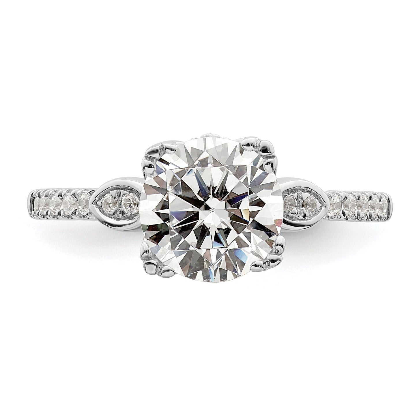 2.00ct. CZ Solid Real 14k White Polish 2ct Round Engagement Dia Ring