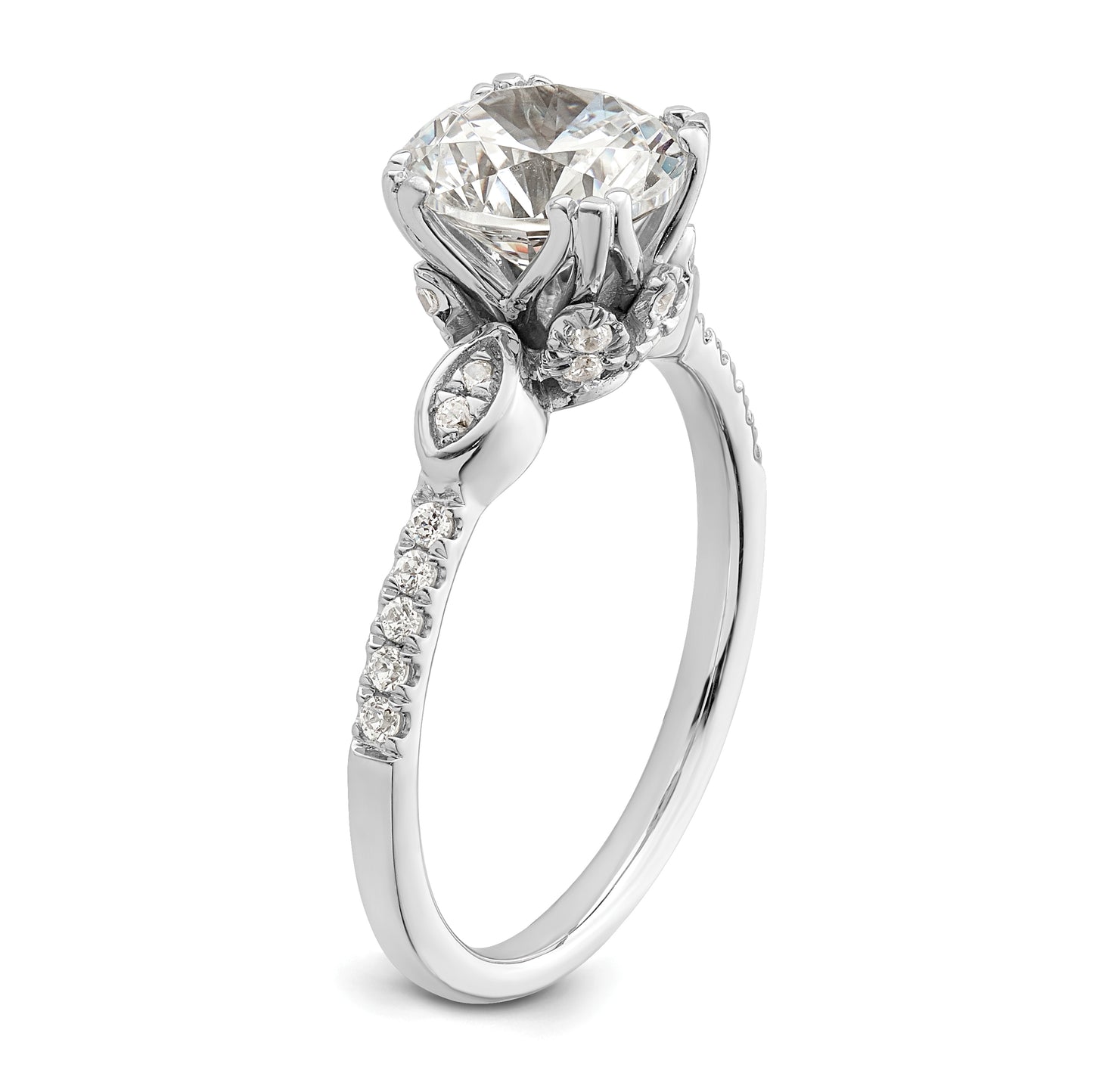 2.00ct. CZ Solid Real 14k White Polish 2ct Round Engagement Dia Ring