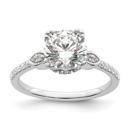 2.00ct. CZ Solid Real 14k White Polish 2ct Round Engagement Dia Ring