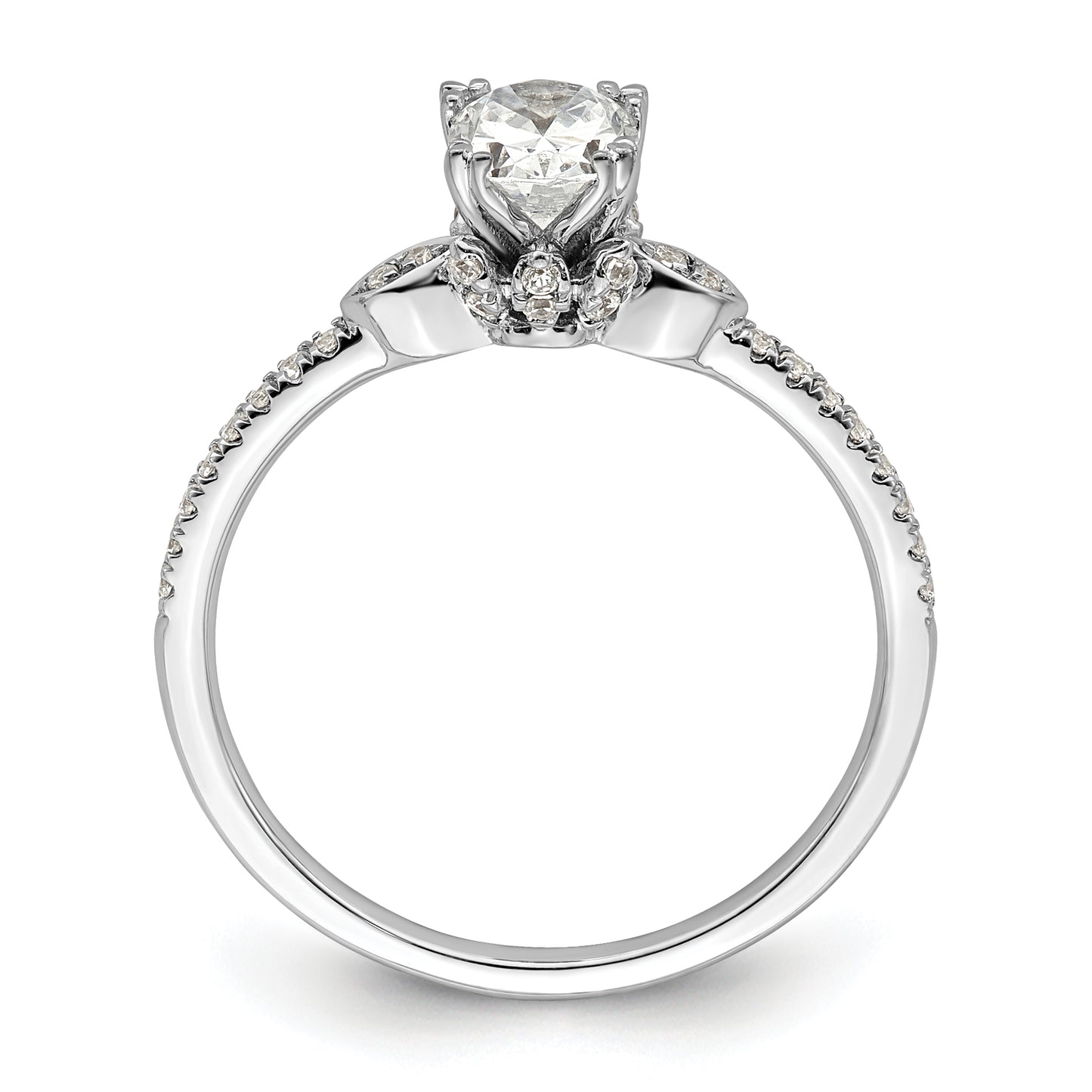 0.50ct. CZ Solid Real 14k White Polish 1/2ct Oval Engagement Dia Ring