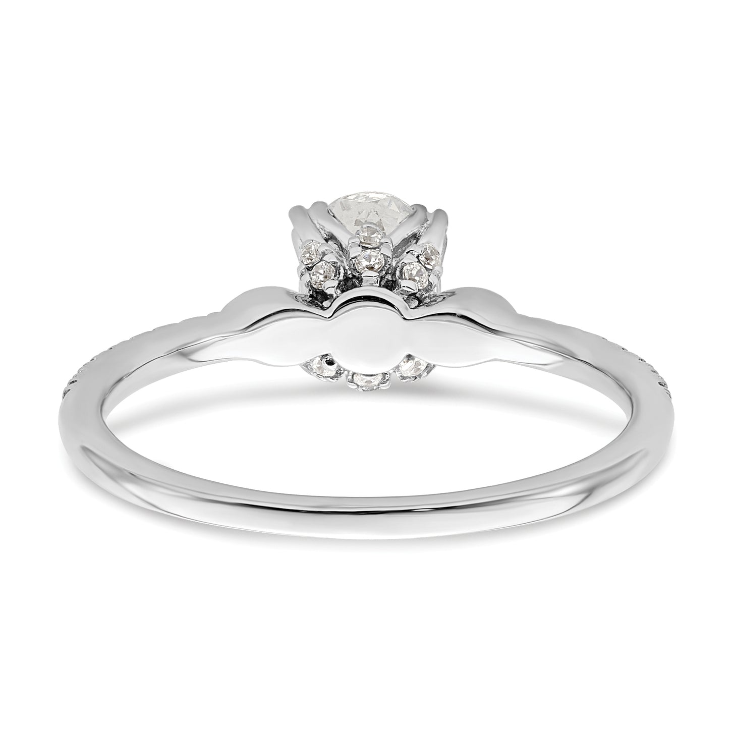 0.50ct. CZ Solid Real 14k White Polish 1/2ct Oval Engagement Dia Ring