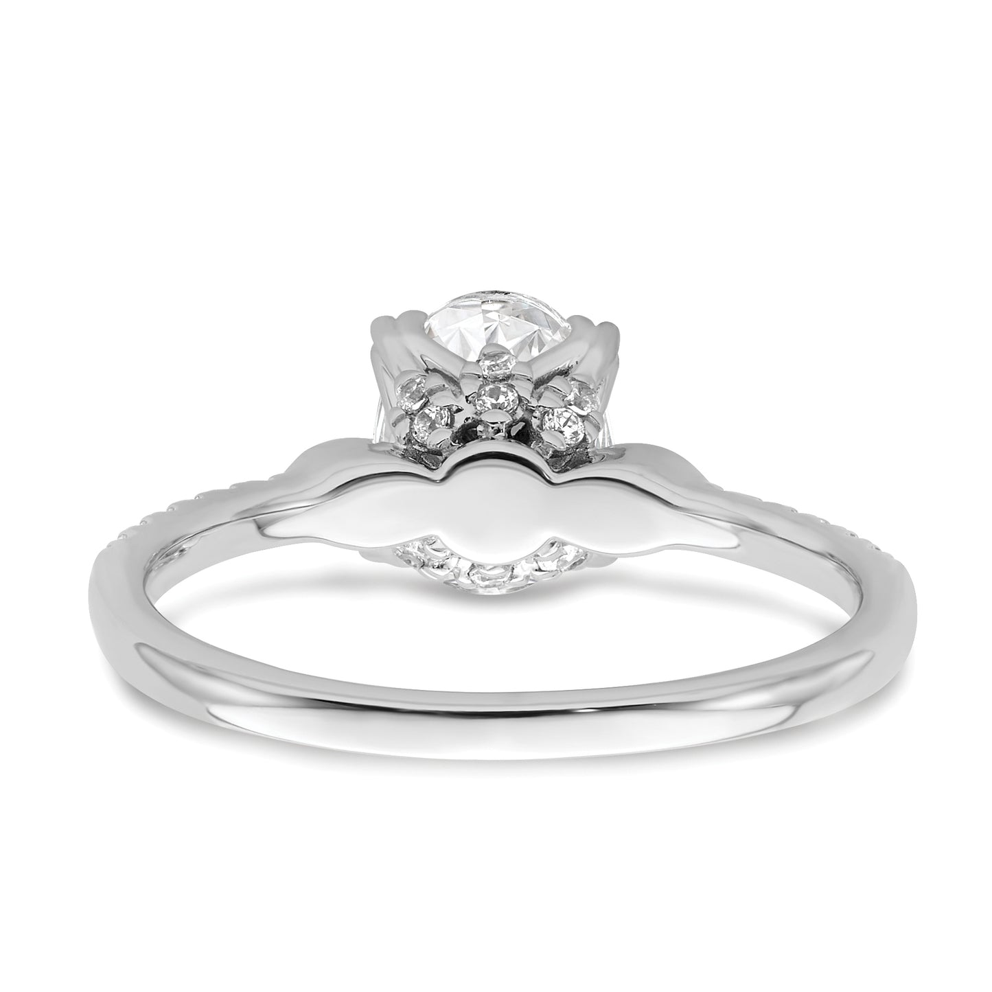 1.00ct. CZ Solid Real 14k White Polish 1ct Oval Engagement Dia Ring