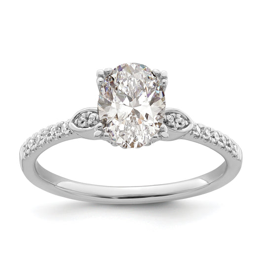 1.00ct. CZ Solid Real 14k White Polish 1ct Oval Engagement Dia Ring