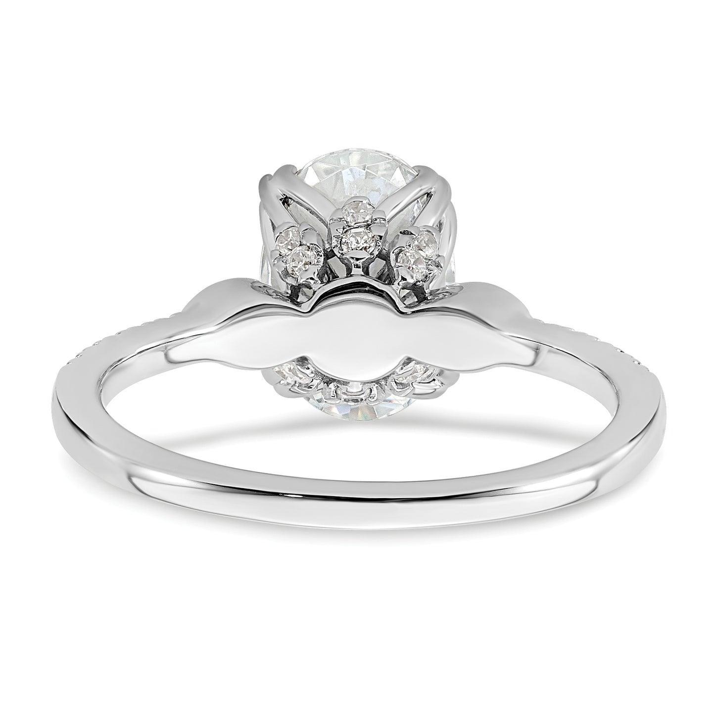 2.00ct. CZ Solid Real 14k White Polish 2ct Oval Engagement Dia Ring