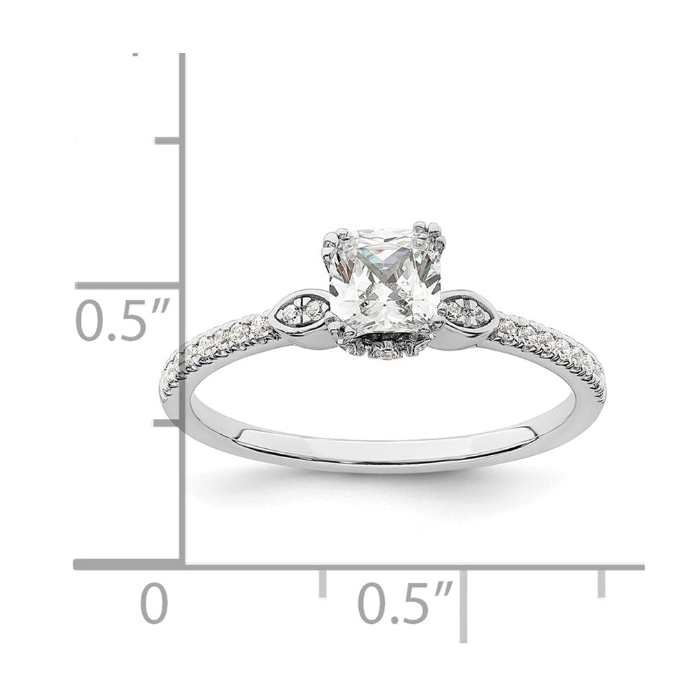 0.50ct. CZ Solid Real 14k White Polish 1/2ct Cushion Engagement Dia Ring