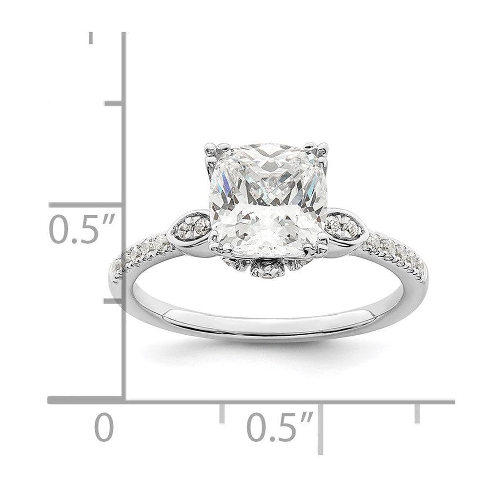 2.00ct. CZ Solid Real 14k White Polish 2ct Cushion Engagement Dia Ring