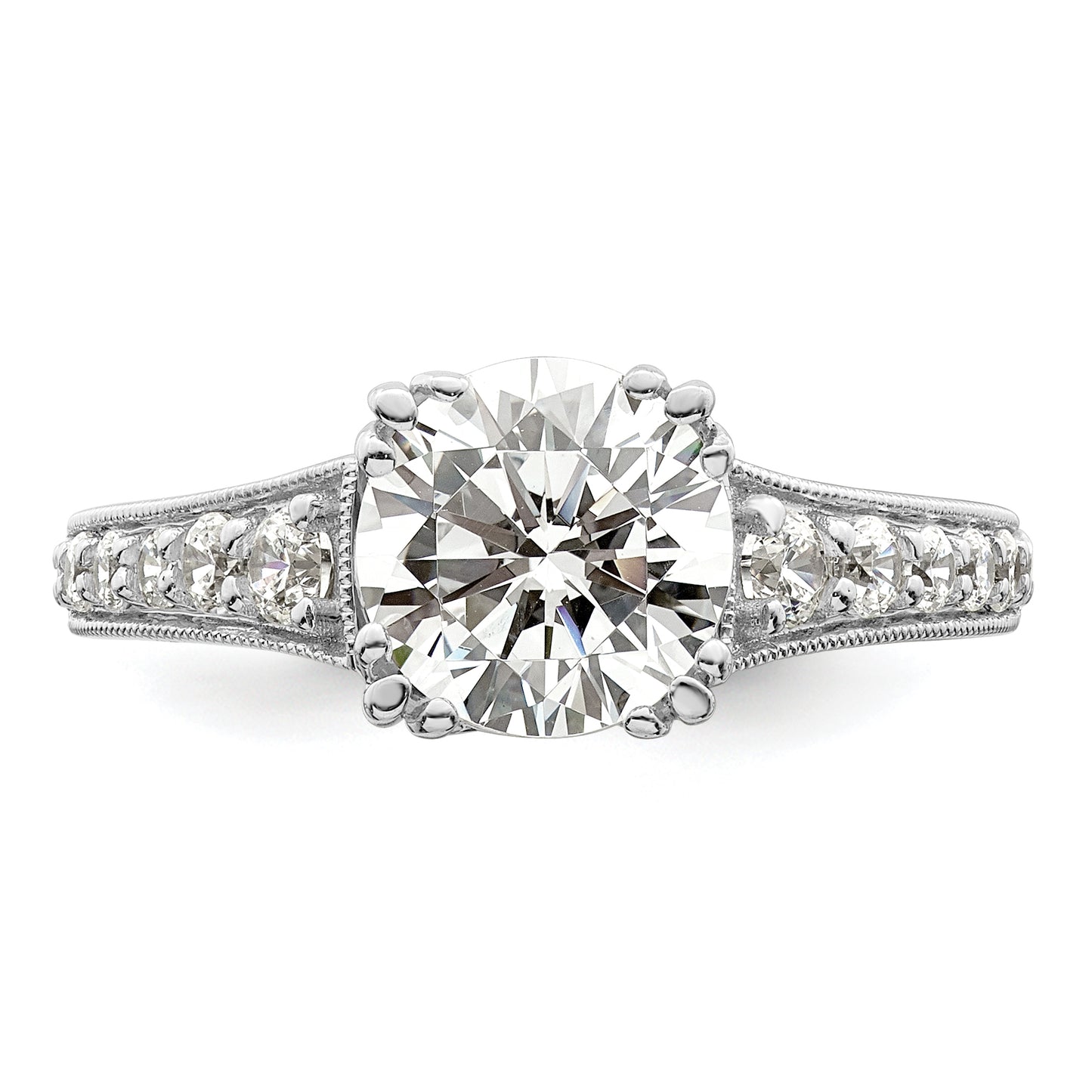 2.00ct. CZ Solid Real 14k White Polish 2ct Round Engagement Dia Ring