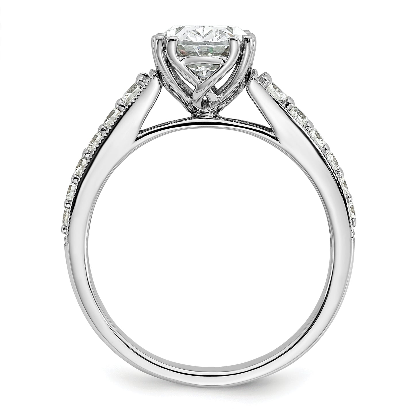 1.50ct. CZ Solid Real 14k White Polish 1 1/2ct Oval Engagement Dia Ring