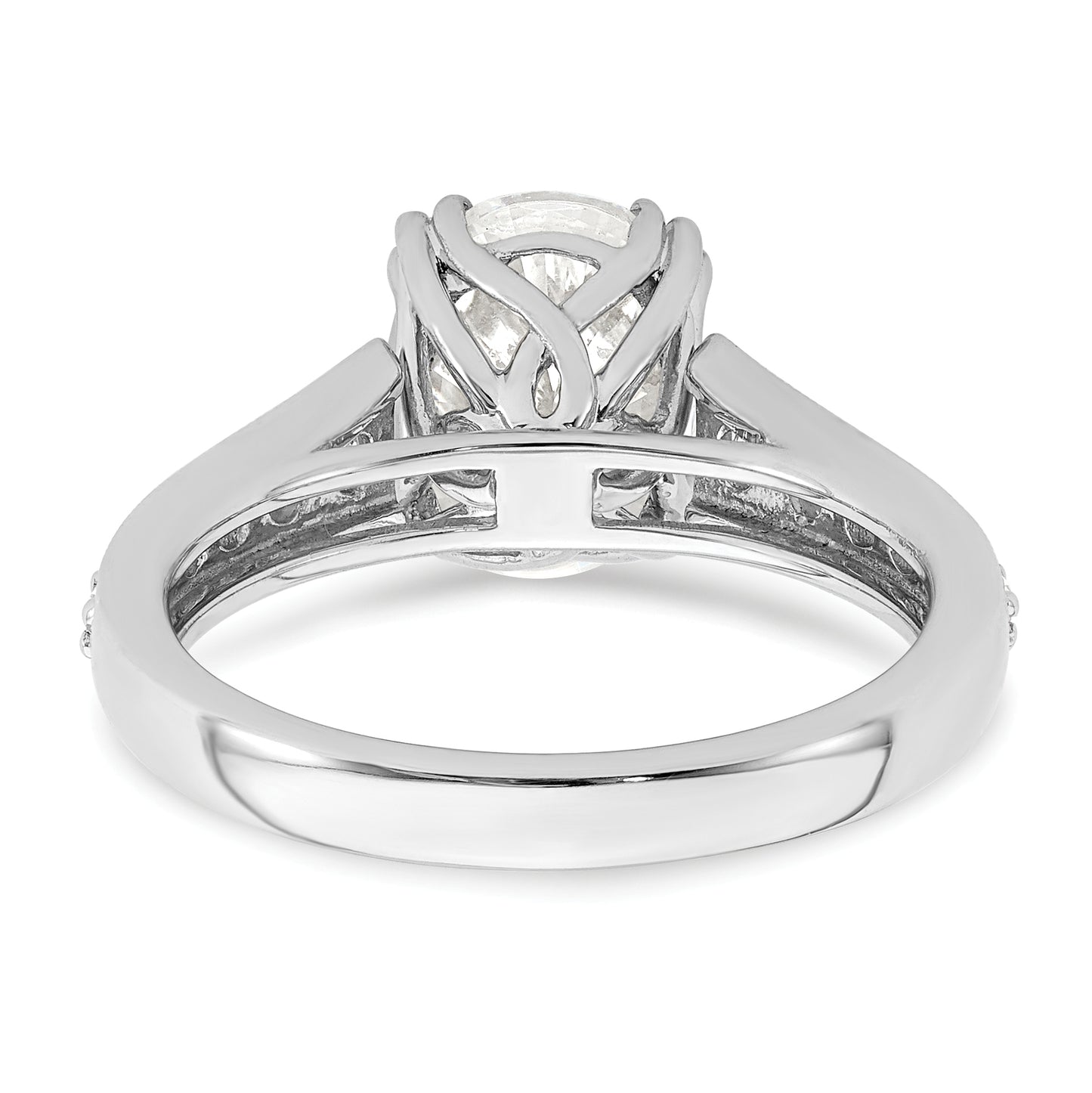 2.00ct. CZ Solid Real 14k White Polish 2ct Oval Engagement Dia Ring