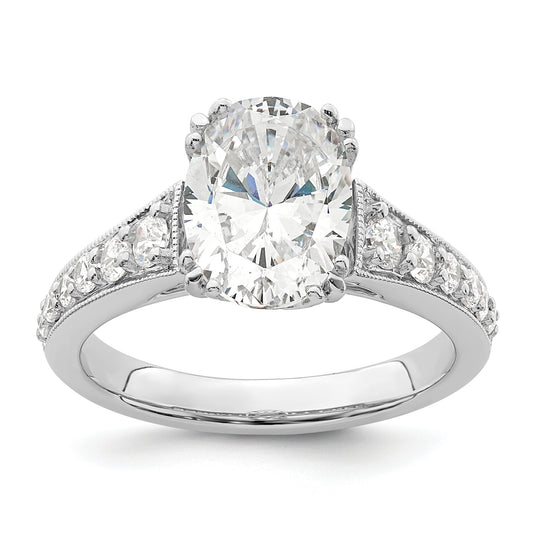 2.00ct. CZ Solid Real 14k White Polish 2ct Oval Engagement Dia Ring