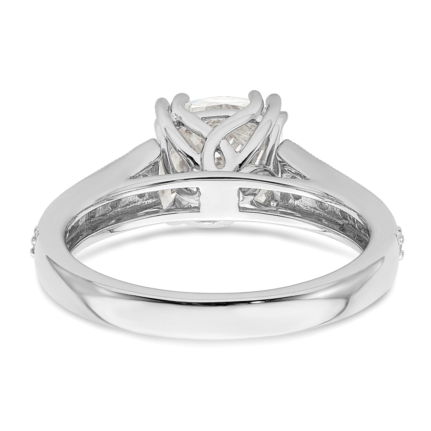 2.00ct. CZ Solid Real 14k White Polish 2ct Cushion Engagement Dia Ring