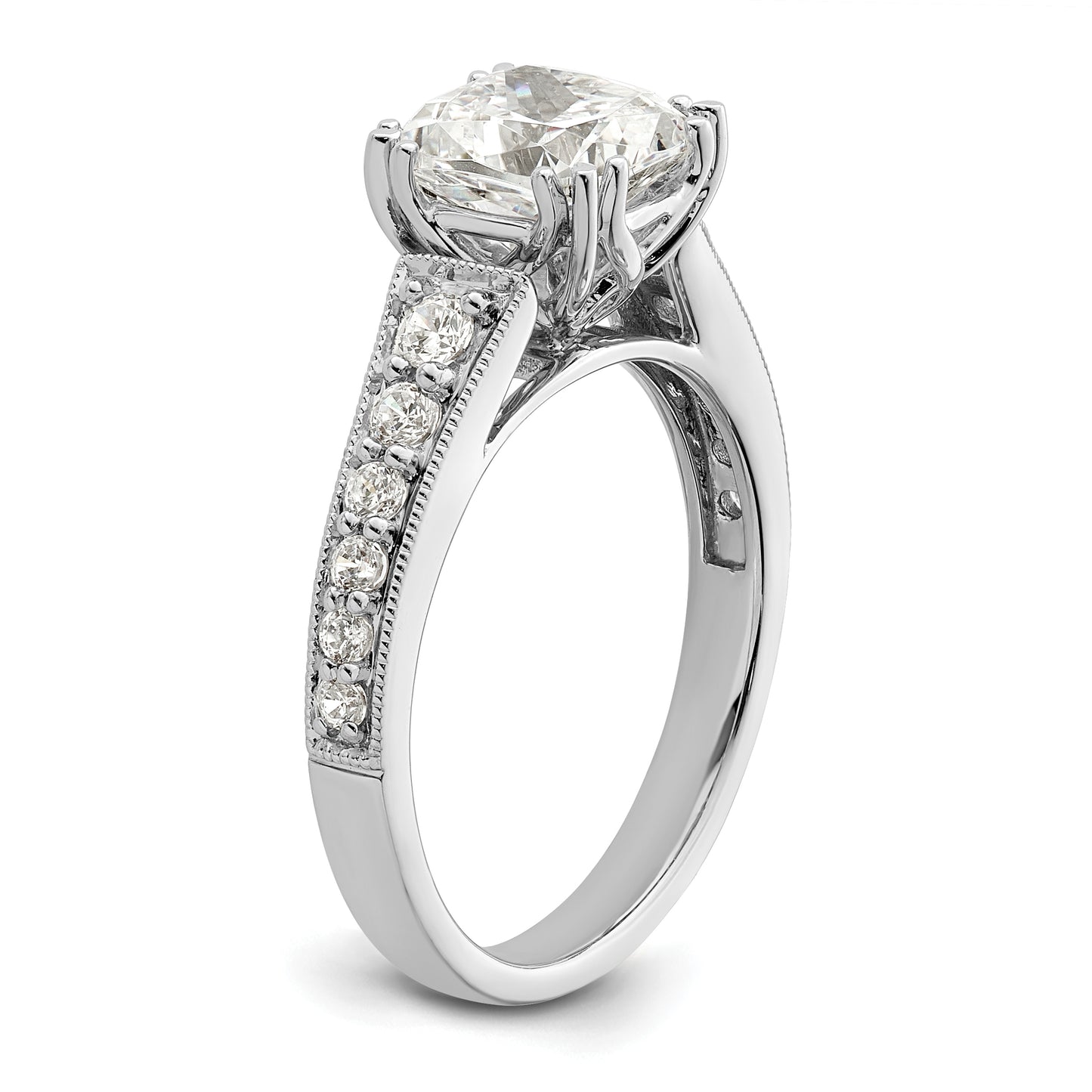 2.00ct. CZ Solid Real 14k White Polish 2ct Cushion Engagement Dia Ring