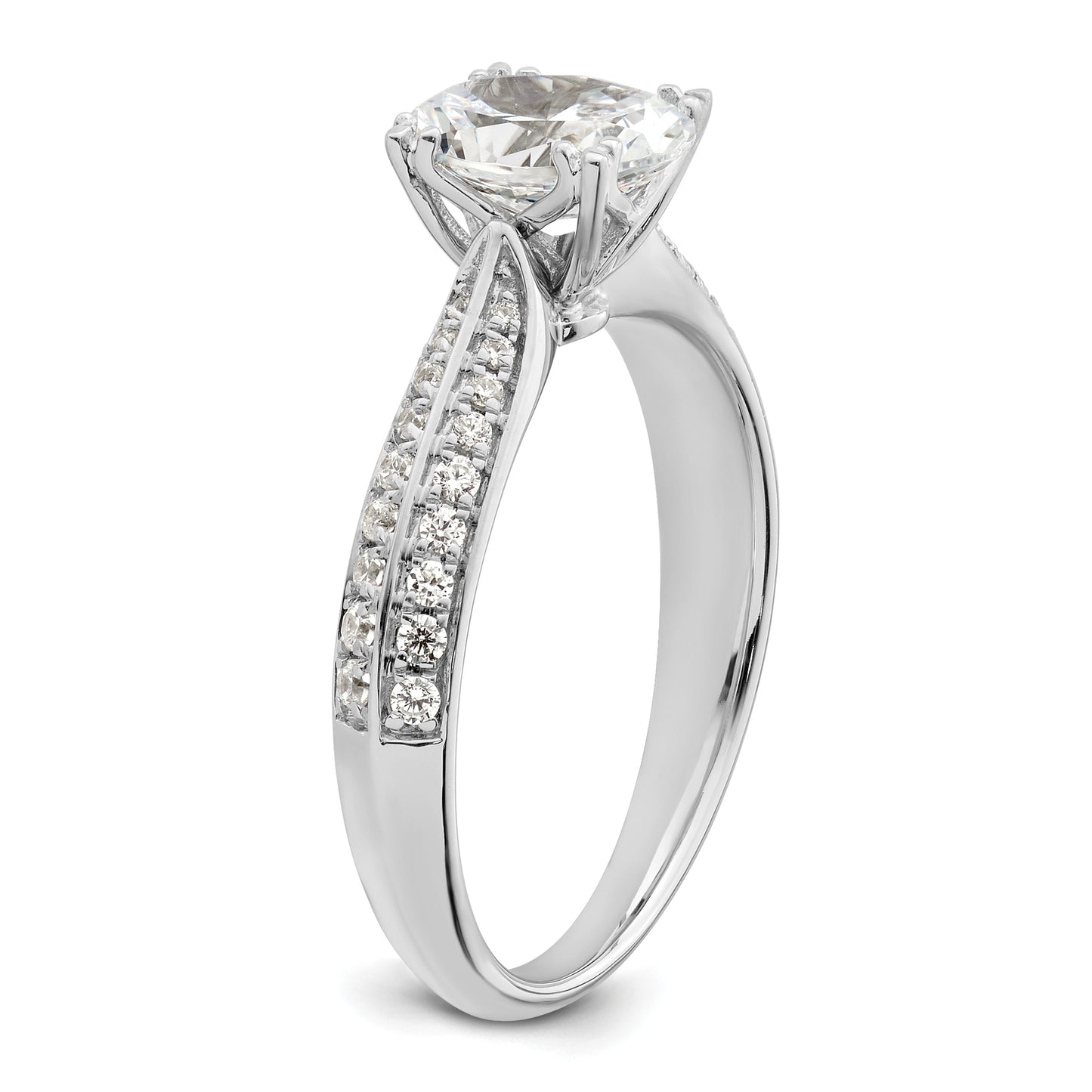 1.00ct. CZ Solid Real 14k White Polish 1ct Oval Engagement Dia Ring