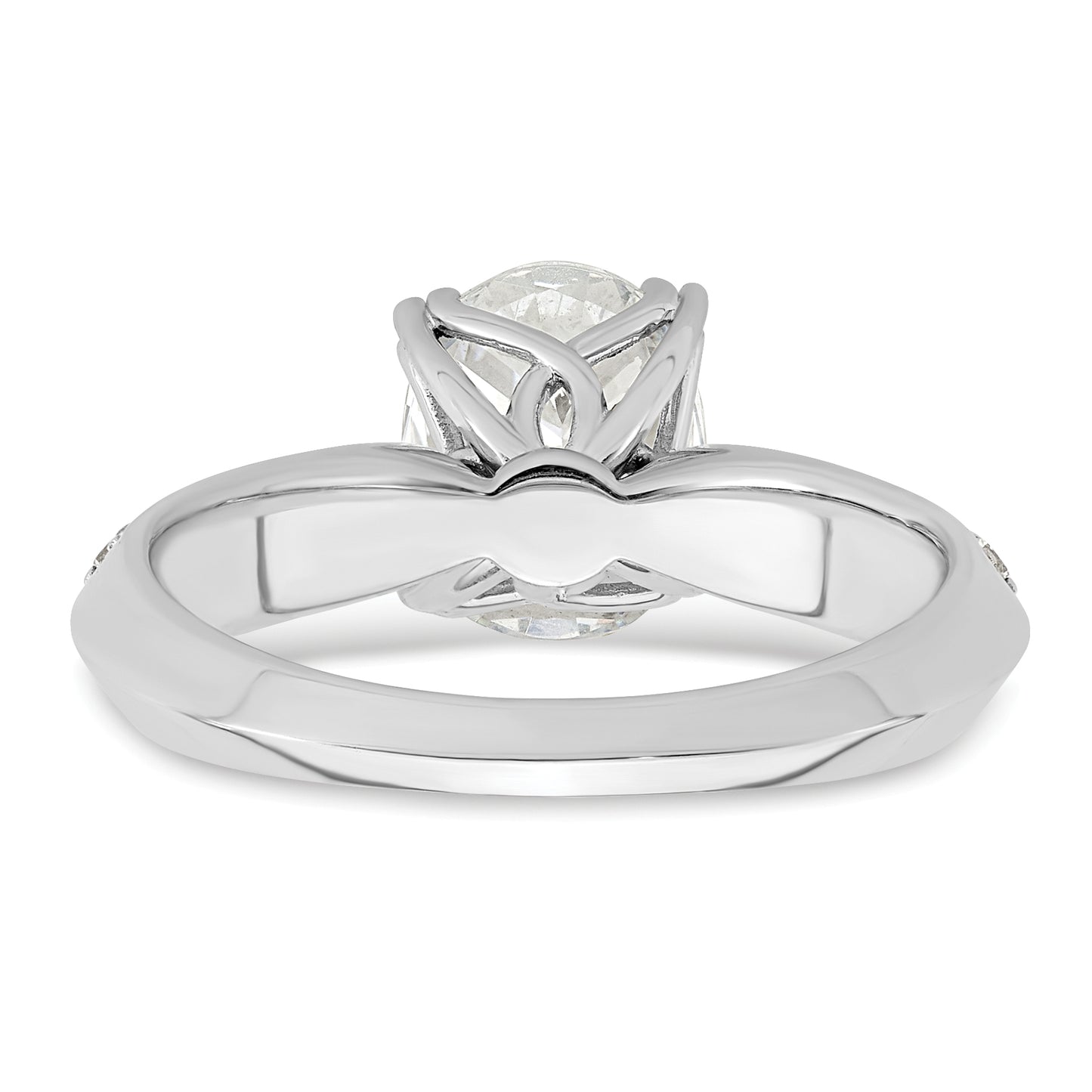 1.50ct. CZ Solid Real 14k White Polish 1 1/2ct Oval Engagement Dia Ring