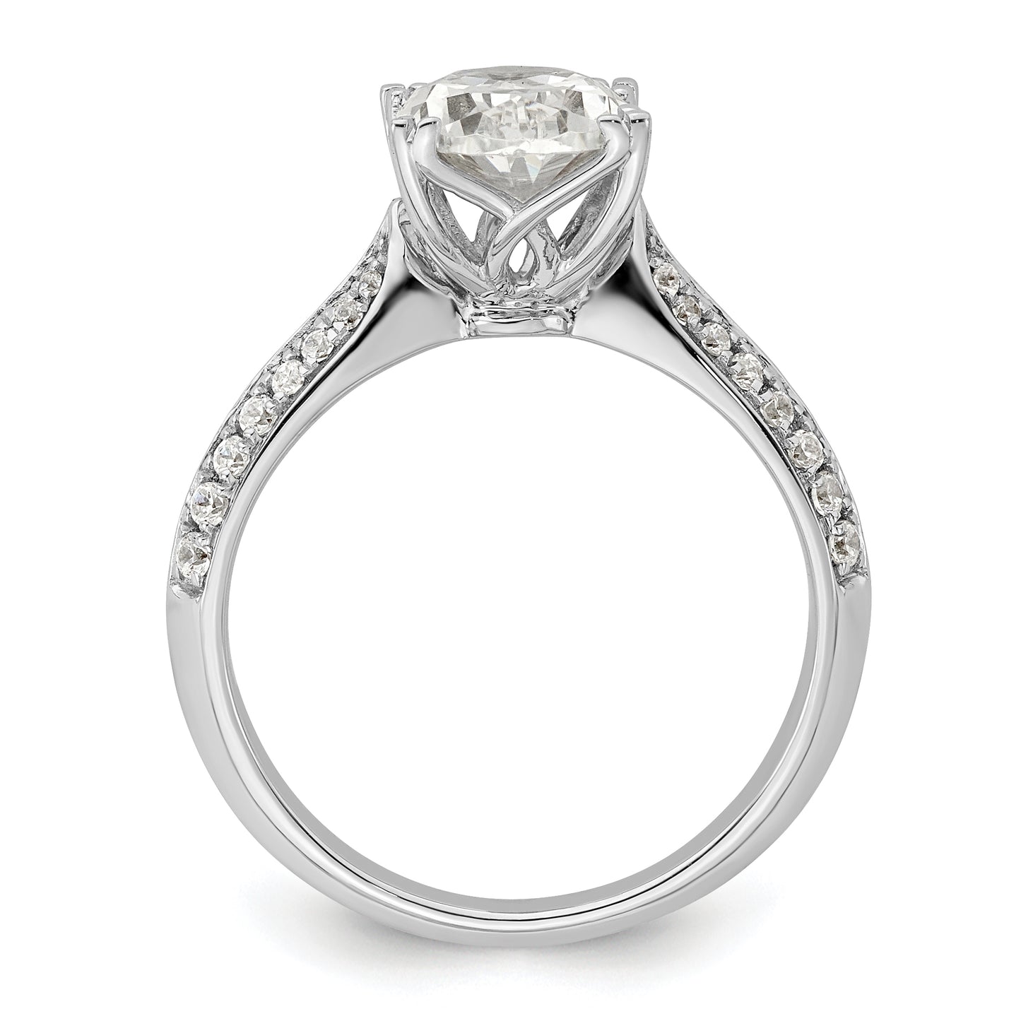 2.00ct. CZ Solid Real 14k White Polish 2ct Oval Engagement Dia Ring