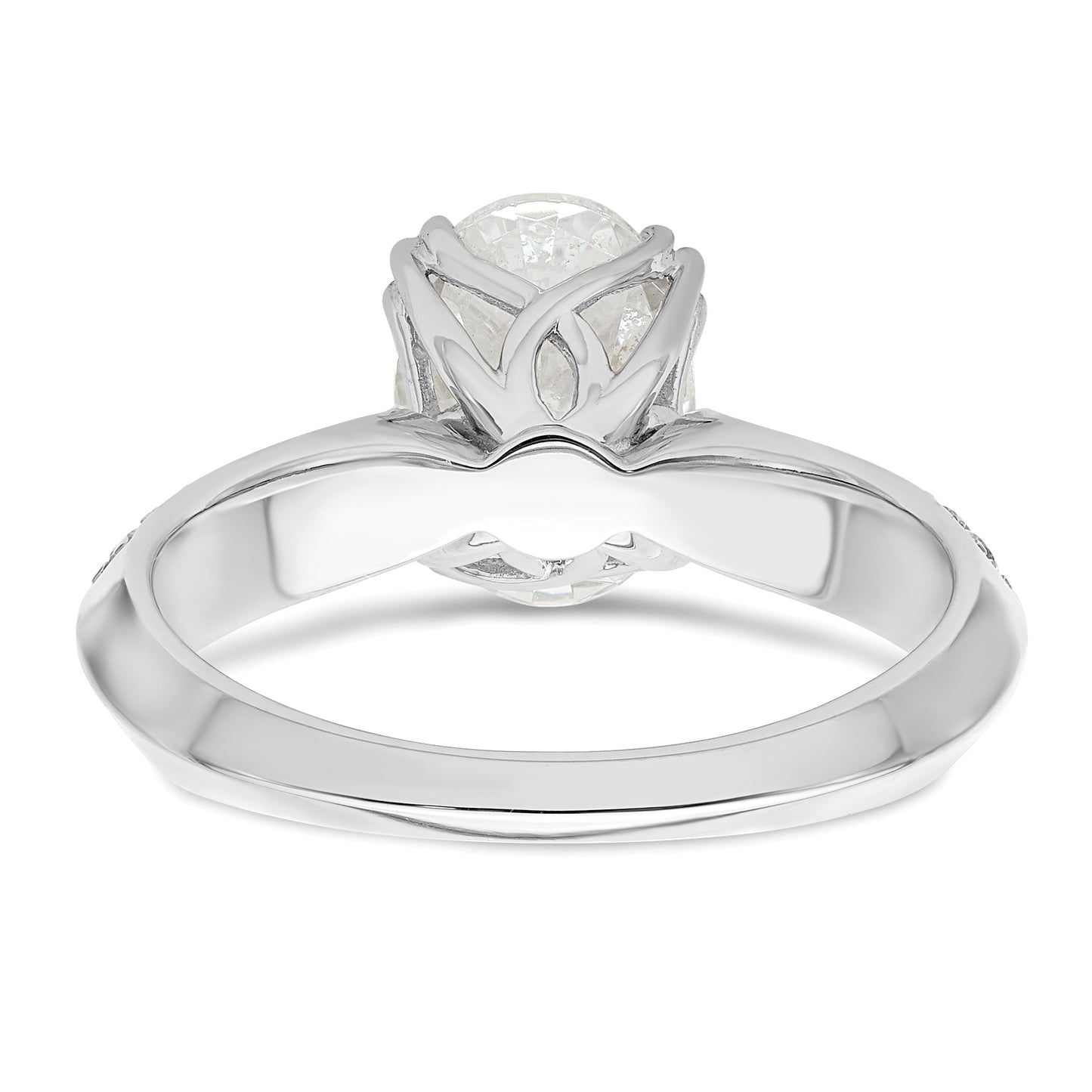 2.00ct. CZ Solid Real 14k White Polish 2ct Oval Engagement Dia Ring