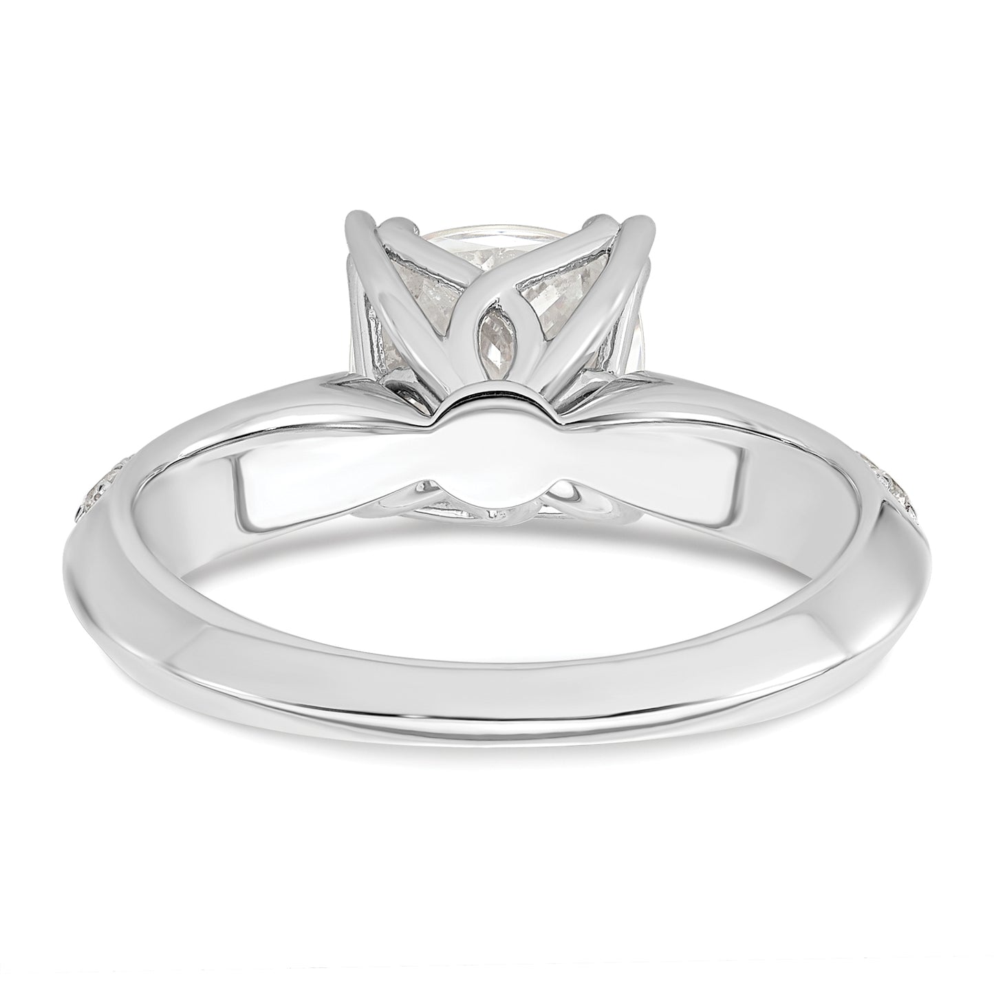 2.00ct. CZ Solid Real 14k White Polish 2ct Cushion Engagement Dia Ring