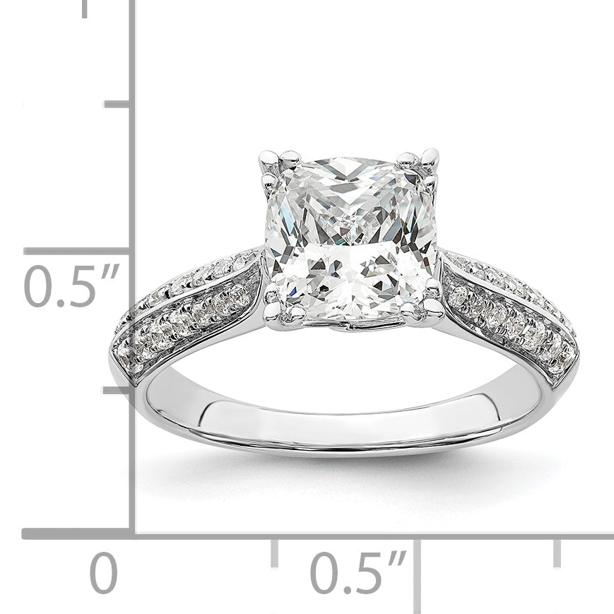 2.00ct. CZ Solid Real 14k White Polish 2ct Cushion Engagement Dia Ring