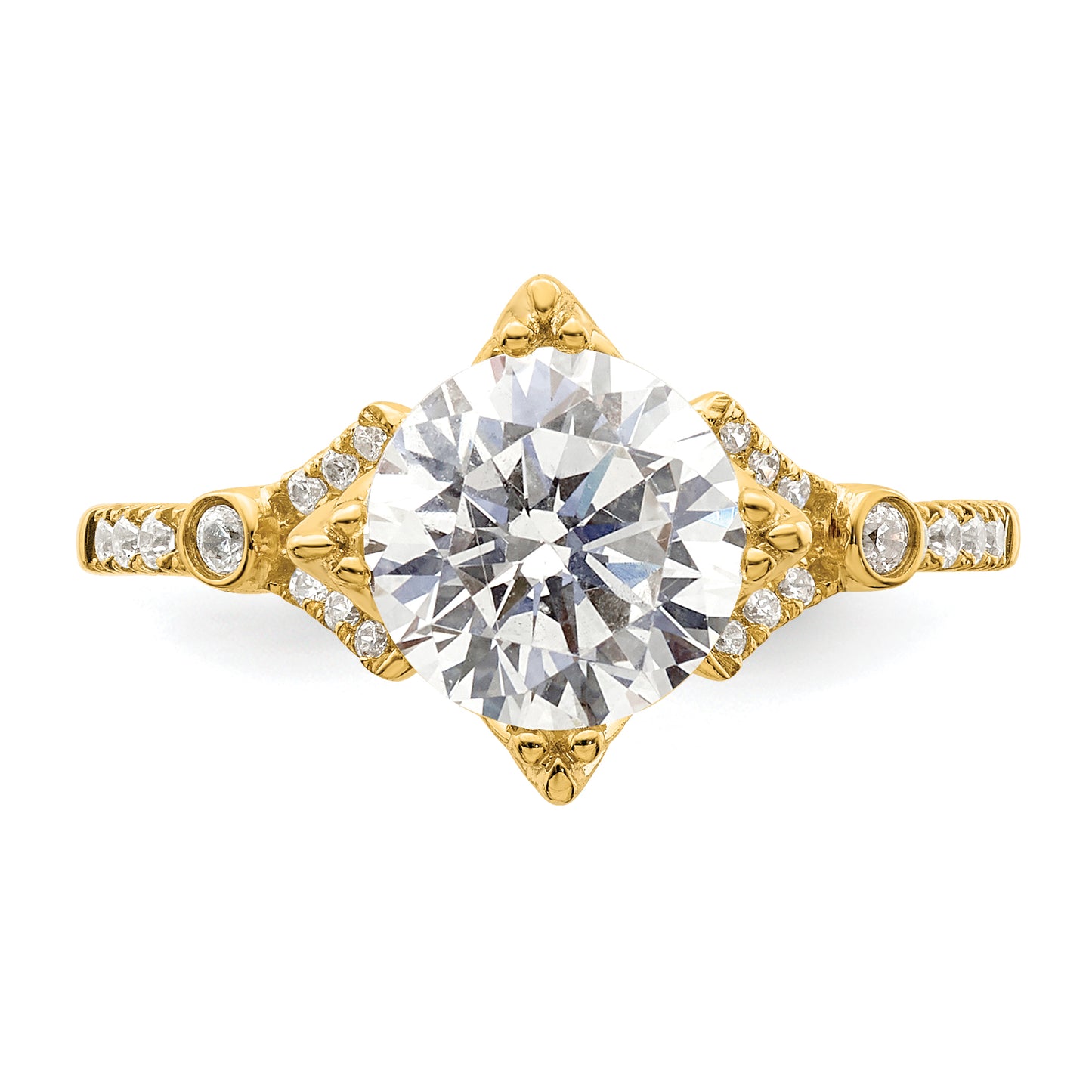 2.00ct. CZ Solid Real 14k Polish 2ct Round Engagement Dia Ring