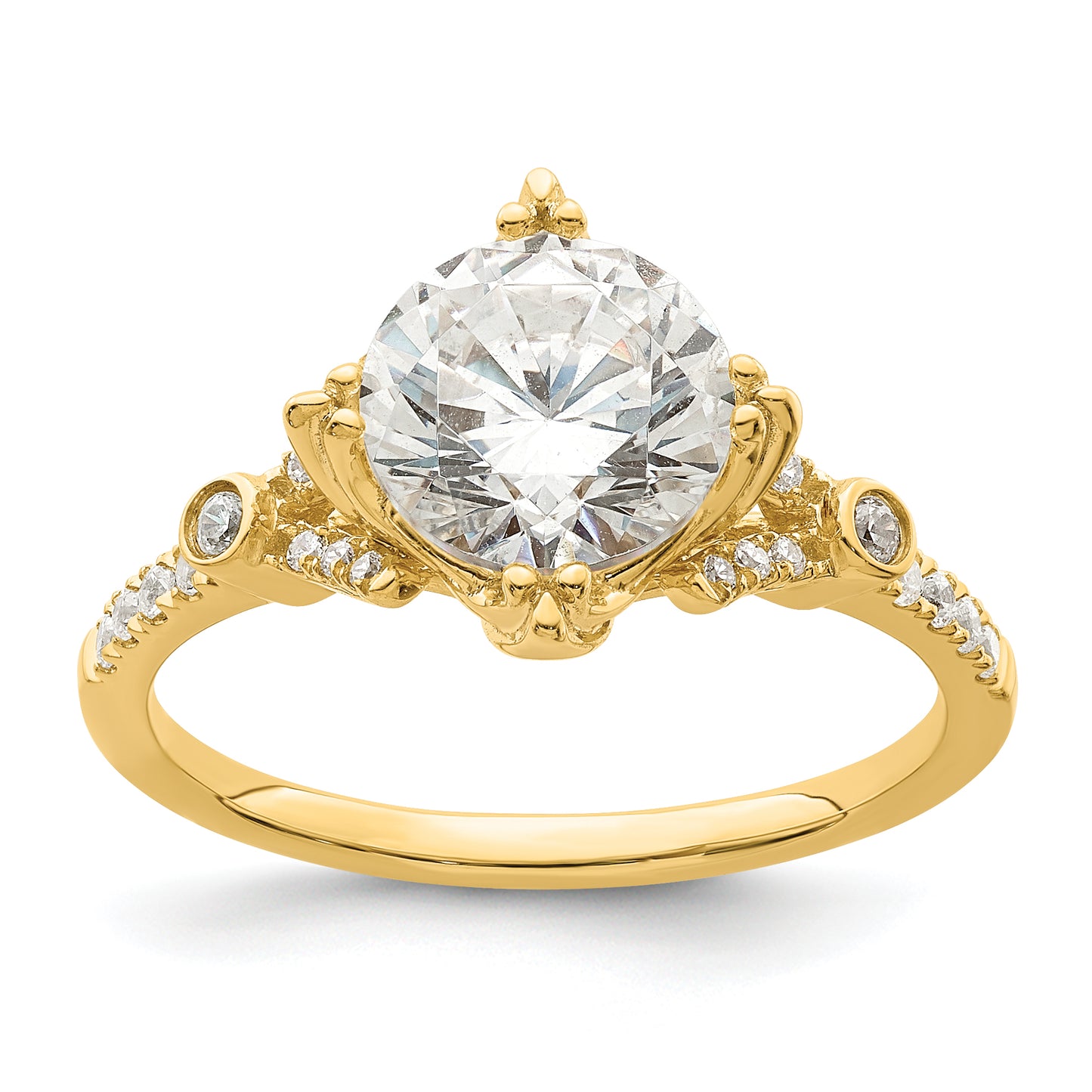 2.00ct. CZ Solid Real 14k Polish 2ct Round Engagement Dia Ring