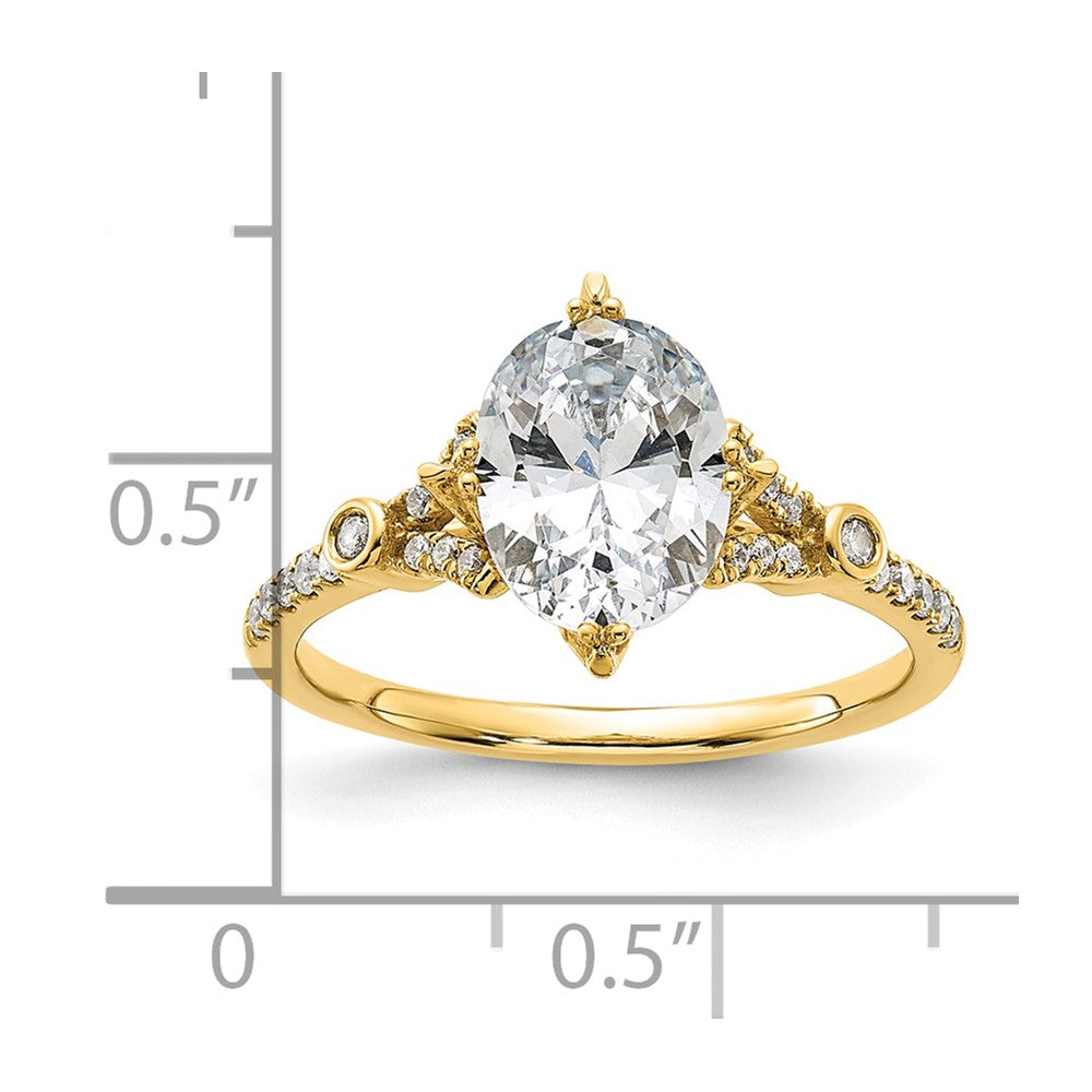 1.50ct. CZ Solid Real 14k Polish 1 1/2ct Oval Engagement Dia Ring